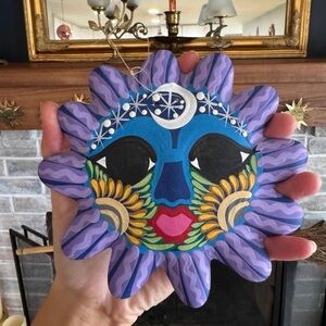 Mexican Celestial Clay Sun Wall Hanging